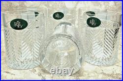 NEW! Ralph Lauren Crystal HERRINGBONE DOUBLE OLD FASHIONED GLASSES Set of 6