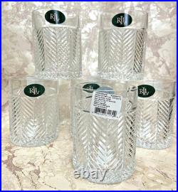 NEW! Ralph Lauren Crystal HERRINGBONE DOUBLE OLD FASHIONED GLASSES Set of 6