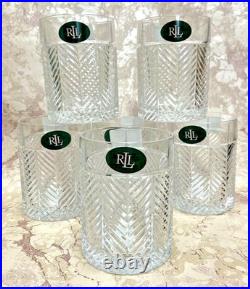NEW! Ralph Lauren Crystal HERRINGBONE DOUBLE OLD FASHIONED GLASSES Set of 6