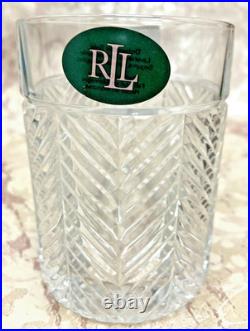 NEW! Ralph Lauren Crystal HERRINGBONE DOUBLE OLD FASHIONED GLASSES Set of 6