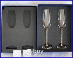 NEW SWAROVSKI Crystalline Toasting Flutes Champagne Glasses, golden, Set of 2