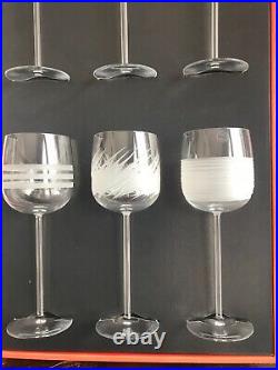 NEW Salviati Crystal Wine Glasses NIB Set of 6 Clear, Etched design