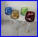 NEW Set of 4 Hand Cut 24% Lead Crystal Multicolored 8 H Wine Glasses