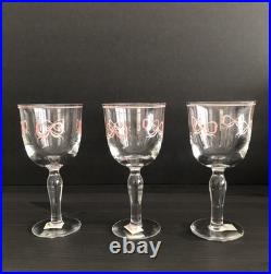 NEW Vintage Vista Alegre Ruban Pink Wine Glassware Goblets Set of 3 Crystal 6.5
