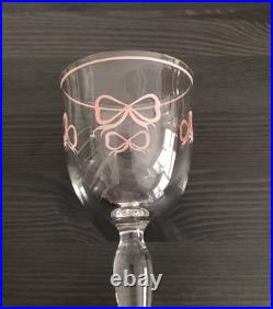 NEW Vintage Vista Alegre Ruban Pink Wine Glassware Goblets Set of 3 Crystal 6.5