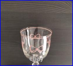 NEW Vintage Vista Alegre Ruban Pink Wine Glassware Goblets Set of 3 Crystal 6.5