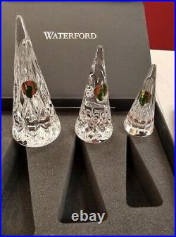 NEW Waterford Crystal CHRISTMAS TREES (Set of 3) Figurines Sculptures NEW IN BOX