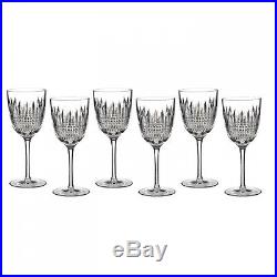 NEW Waterford Crystal LISMORE DIAMOND Set of 6 Goblet Wine Glasses FREE SHIP