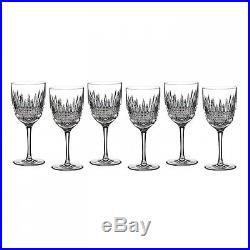 NEW Waterford Crystal LISMORE DIAMOND Set of 6 White Wine Glasses FREE SHIP