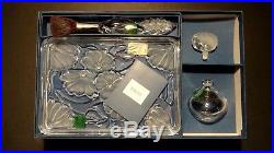 NEW Waterford Crystal Marquis FLORAL Vanity Set Tray Brush, Perfume Bottle NIB