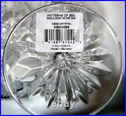 NEW Waterford Crystal PATTERNS OF THE SEA Set of 6 Balloon Wine Hocks 7NIB