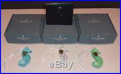 NEW Waterford Crystal SEAHORSE ORNAMENTS Set of 3 Blue, Green, & Clear NIB