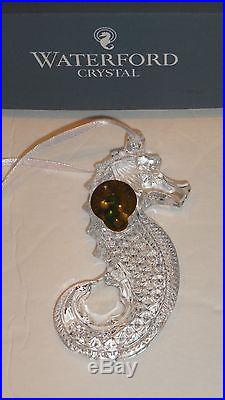 NEW Waterford Crystal SEAHORSE ORNAMENTS Set of 3 Blue, Green, & Clear NIB