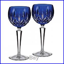 NEW Waterford Crystal Set of TWO (2) LISMORE COBALT Hock Wine Glasses #156170