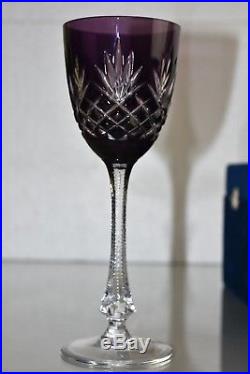 NEW in Box 6 Pcs Set FABERGE Odessa Hock Wine Glass es Amethyst Purple CRYSTAL