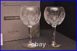 NEW set 2 Waterford Crystal Millennium Health Toasting Balloon Wine Goblet Glass