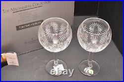 NEW set 2 Waterford Crystal Millennium Health Toasting Balloon Wine Goblet Glass