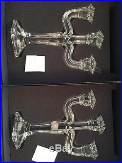 Nib Set Of 2 Versace Rosenthal Medusa Crystal Glass Candalabras 3 Arms