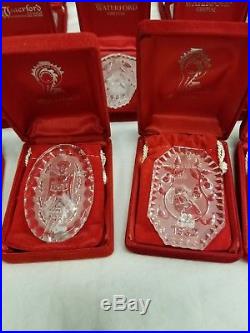 NICE SET OF 17 WATERFORD CRYSTAL ANNUAL ORNAMENTS 12 DAYS OF CHRISTMAS With BOXES