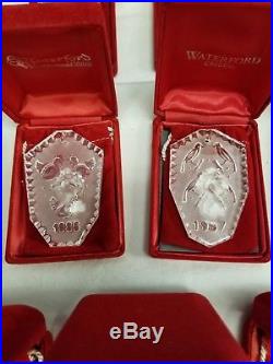 NICE SET OF 17 WATERFORD CRYSTAL ANNUAL ORNAMENTS 12 DAYS OF CHRISTMAS With BOXES
