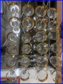 NOS Mid-Century Blefeld Crystal Gold Rim 24 Pice Set Vintage Setting For 8