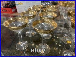 NOS Mid-Century Blefeld Crystal Gold Rim 24 Pice Set Vintage Setting For 8