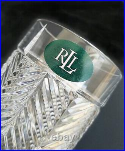 NWT 6 Ralph Lauren Herringbone Highball Tumbler Crystal Glasses Set 13.5oz