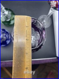 Nachtmann Bohemian Hock Wine Glasses Set 4 Cut Crystal Grapes Colored