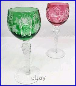 Nachtmann Set Of 6 Cordial Wine Glasses Traube Cut To Clear Mixed Colors 7 3/4