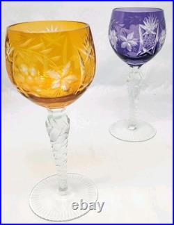 Nachtmann Set Of 6 Cordial Wine Glasses Traube Cut To Clear Mixed Colors 7 3/4