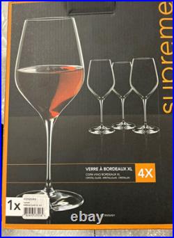 Nachtmann Supreme Burgundy XL Set 4 Wine Glasses 28oz Crystal Germany Bauhaus