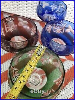 Nachtmann Traube Crystal Multi Color Wine Goblet Glasses SET of 4 MCM Bareware