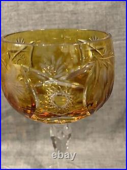 Nachtmann Traube Crystal Wine Glasses Amber Cut to Clear 8 1/4 Germany Set Of 2