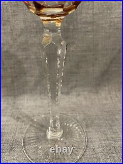 Nachtmann Traube Crystal Wine Glasses Amber Cut to Clear 8 1/4 Germany Set Of 2