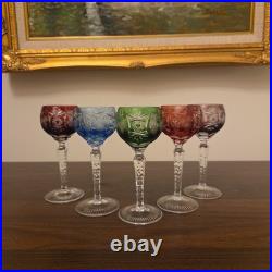 Nachtmann Traube Cut to Clear Crystal Cordial Liqueur Glasses Set 5 Multicolor