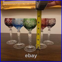 Nachtmann Traube Cut to Clear Crystal Cordial Liqueur Glasses Set 5 Multicolor