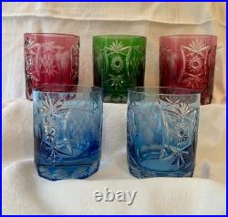 Nachtmann Traube Cut to Clear Crystal Whiskey Glasses Set of 5! Excellent Cond