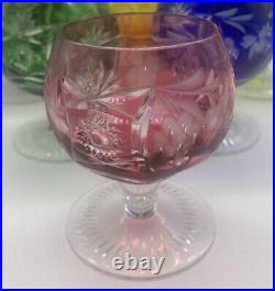 Natchmann Traube Cordial Liqueur Set of 7 Cut to Clear Glassware (n)