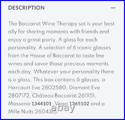 New Baccarat Crystal Wine Therapy Set Of 6 Glasses #2812727 Brand Nib Nvr Opened New Baccarat Crystal Wine Therapy Set Of 6 Glasses #2812727 Brand Nib Nvr Opened