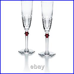 New Baccarat Harcourt Eve Red Set Of 2 Champagne Flutes #2807194 Brand Nib Save$