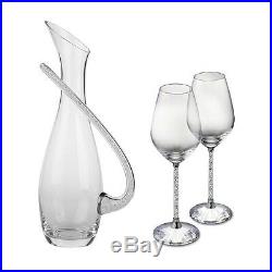 New Crystal Carafe Decanter Jug & Wine Glasses Set with Swarovski Crystals