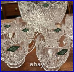 New Godinger Shannon Crystal Freedom Punch Bowl Set 13 Pcs (Bowl & 12 Cups)