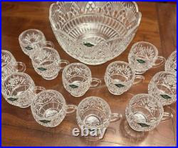New Godinger Shannon Crystal Freedom Punch Bowl Set 13 Pcs (Bowl & 12 Cups)