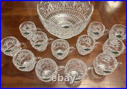 New Godinger Shannon Crystal Freedom Punch Bowl Set 13 Pcs (Bowl & 12 Cups)