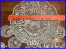 New Godinger Shannon Crystal Freedom Punch Bowl Set 13 Pcs (Bowl & 12 Cups)