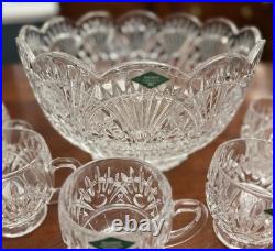 New Godinger Shannon Crystal Freedom Punch Bowl Set 13 Pcs (Bowl & 12 Cups)