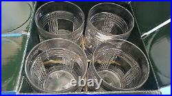 New Ralph Lauren Lead Crystal Glen Plaid 4 Double Old Fashioned Glassware Set