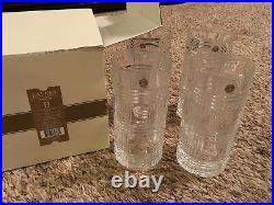 New Ralph Lauren Stamped Lead Crystal Glass Glen Plaid 4 Highball Glassware Set