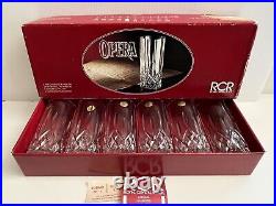 New Set of 6 Highball Opera Bar Glasses RCR Royal Crystal Rock made in Italy NOS