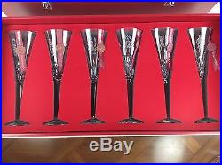 New Waterford Crystal 12 Days of Christmas Flute Set with Charms in Storage Case
